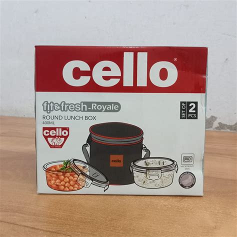 AM5447 Cello Royale Round Glass Lunch Box 400ml x 2 N with Jacket (Vr ...