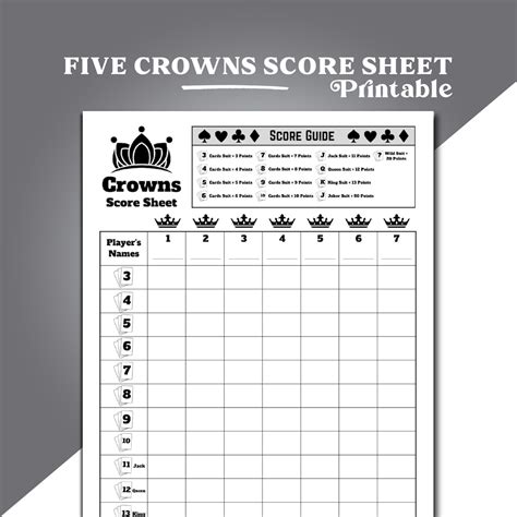 Printable Five Crowns Score Sheet