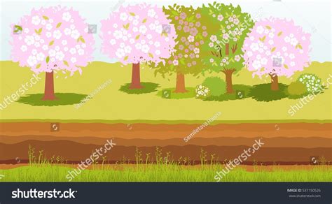 Spring Landscape Illustration Stock Illustration 537150526 | Shutterstock