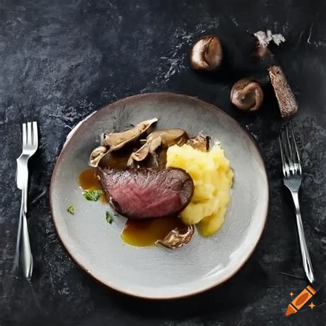 Delicious pan-seared filet mignon with mushroom demi-glace and garlic ...