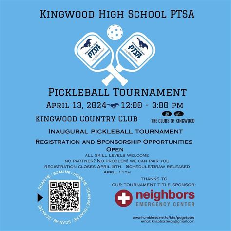 KHS PTSA Pickleball Tournament, The Clubs of Kingwood, Humble, 13 April ...