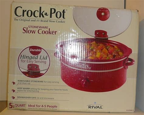 Rival 5.5 Quart Red Oval Stoneware Slow Cooker Crock-pot Model SCV550h ...