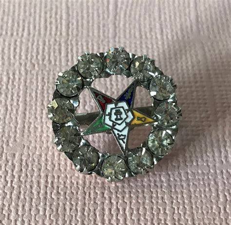 Buy Vintage Order of the Eastern Star Rhinestone Star Brooch OES Online ...