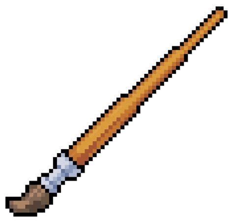 Pixel art paint brush vector icon for 8bit game on white background ...
