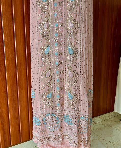 Ruhani Old Rose Mukaish and Cut dana Embroidered Kurta & Dupatta Set