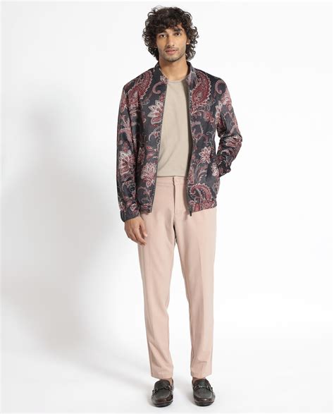 Rare Rabbit Men's Dalia Black Polyester Paisley Print Regular Fit Full