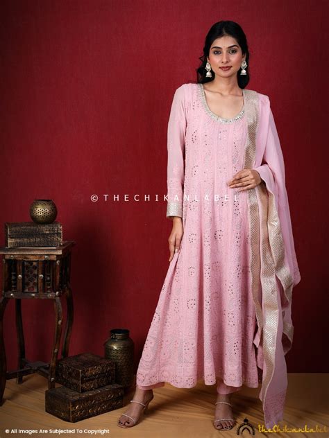 Shraddha Kapoor Pink Chikankari Anarkali Set