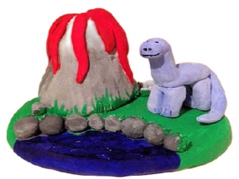 Dinosaur and Volcano - Clay for Kids
