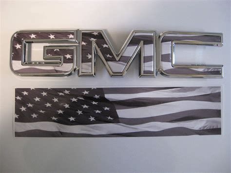 GMC Sierra Black American Flag GMC Grille Emblem Overlay Decal 2014 ...