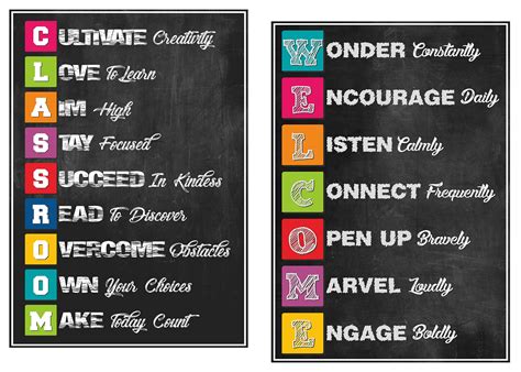 Motivational Welcome Classroom Posters 2 Pack Laminated Growth Mindset Chalkboard | Desertcart OMAN
