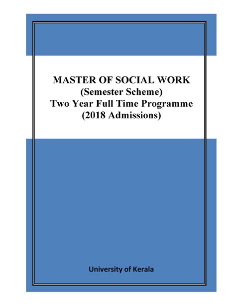 Master of social work study note - University of Kerala MASTER OF ...
