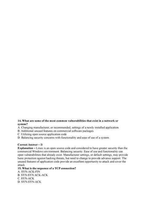 1 - MCQ - 14. What are some of the most common vulnerabilities that ...