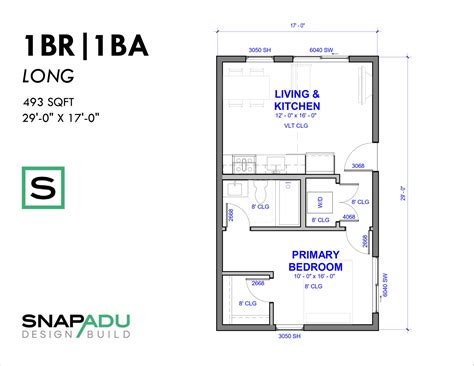 1 Bedroom ADU Floor Plan - Compact and Functional