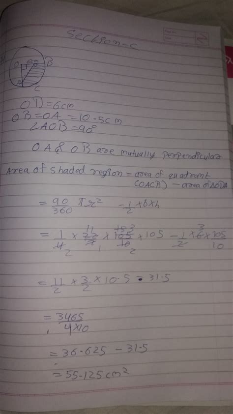 OA and OB are two mutually perpendicular radii of a circle of radius 10 ...
