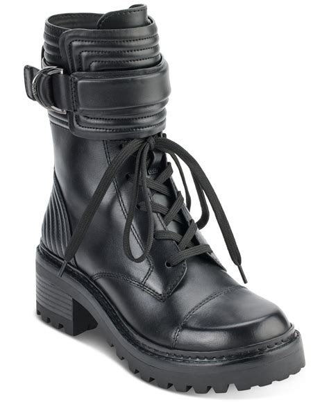 Dkny Women's Basia Buckled Quilted Block-heel Combat Boots In Black ...