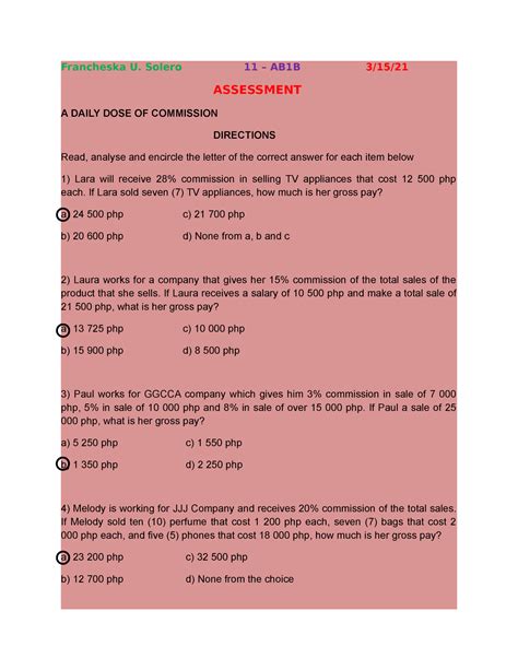 Image result for Commission Math Problems