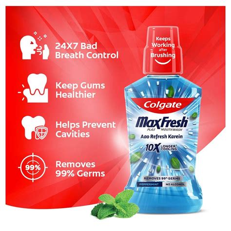 Colgate MaxFresh Mouthwash, Peppermint, 250ml – NagaBazaar™