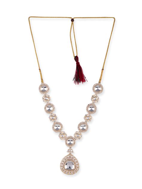 Priyaasi Gold Plated Floral Polki Jewellery Set