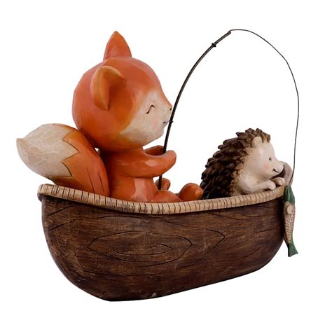 Fox Fishing Outdoor Garden Statue, 11" | At Home