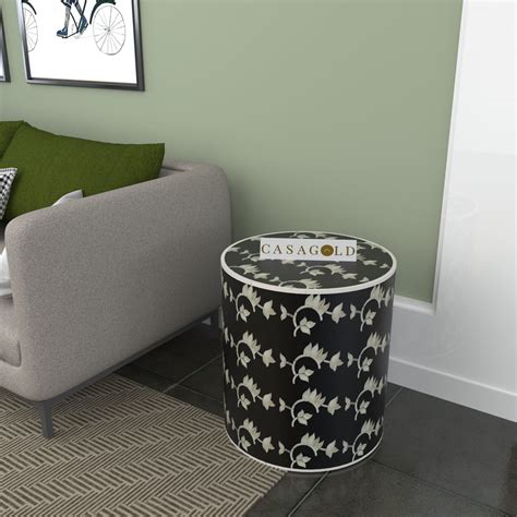 Florida Inlay Drum Side Table - Overlay Floral – CasaGold