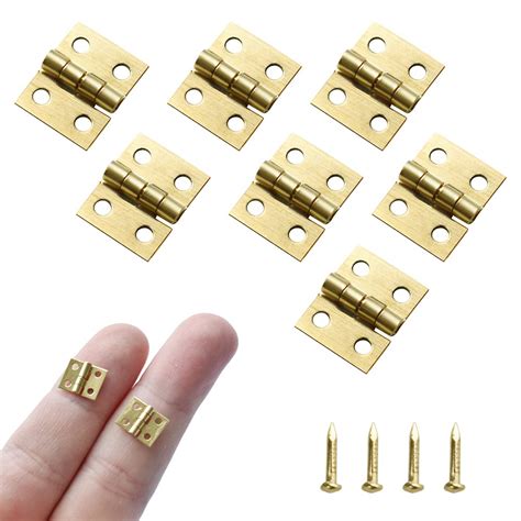 SHRJ 100Pcs Mini Brass Hinges Hardware 10 x 8mm 180 Degree Miniature ...