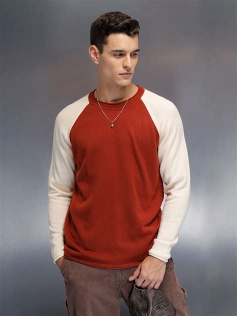 Men’s Textured Colorblock Pullover | Rust – Wrogn