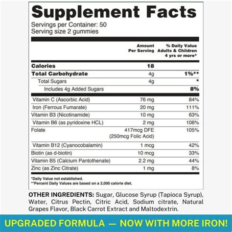 Suplemento de hierro con vitamina C, A, complejo B, | Ubuy India