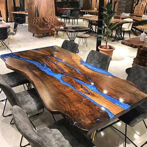 Custom Dining Black Walnut Live Edge Epoxy Table KCT29