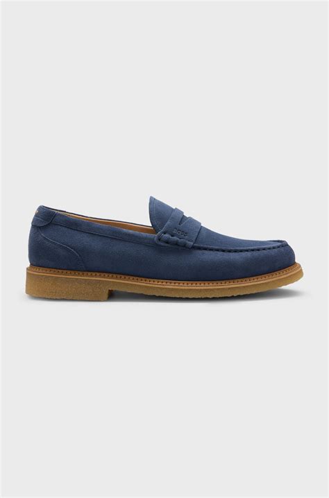 BOSS - Suede moccasins with crepe outsole - Dark Blue