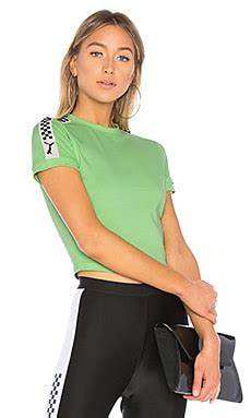 Fenty by Puma Short Sleeve Cropped Tee in Green Gecko | REVOLVE