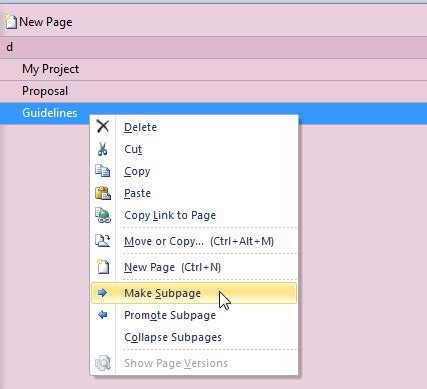 Image result for How to Add Link to Sub Page OneNote