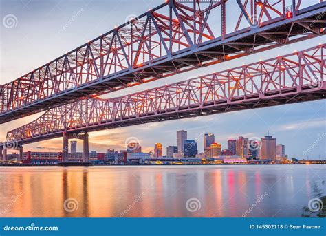 New Orleans, Louisiana, USA at Crescent City Connection Bridge Over the ...