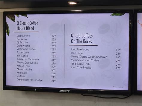 Menu at Qaffeine-GVK One Mall, Hyderabad, 3rd Floor