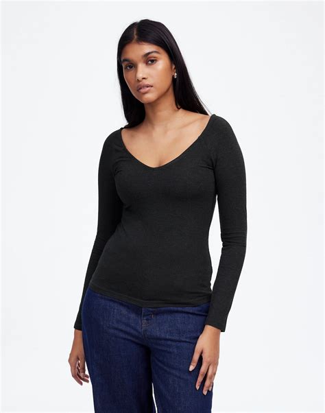 Jersey V-Neck Long-Sleeve Top | Madewell