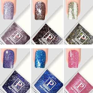 Buy PERPAA Glitter High Shine Nail Polish 5 ml each Combo pack of 6 ...