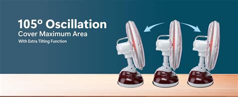 Buy Rico Rechargeable Table Fan with 4500 MAH Built in Battery Power ...