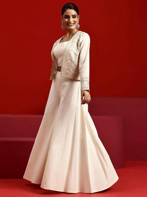 Buy Libas Art Off White Solid Cotton 3 Piece Co-Ords Online at Rs.2774 ...