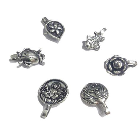 Buy GURJARI JEWELLERS NP27 Press Nose Ring Silver oxidised Brass for ...