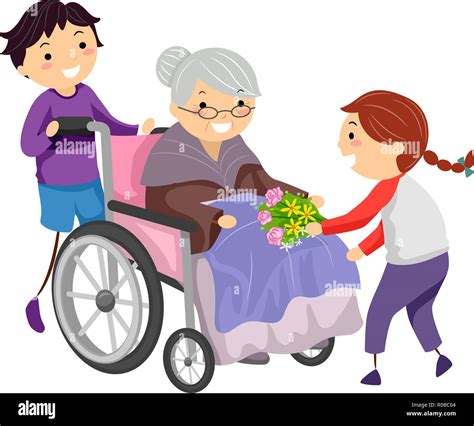 Children Helping Elderly Clipart