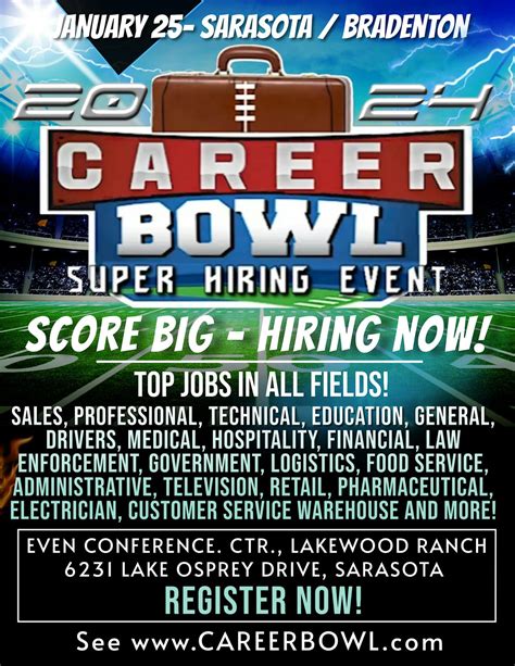 JOB FAIR - CAREER BOWL 2024 SARASOTA / BRADENTON / LAKEWOOD RANCH ! JAN ...
