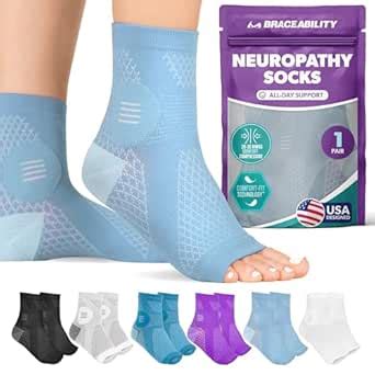 BraceAbility Neuropathy Socks for Women and Men - Toeless Compression ...
