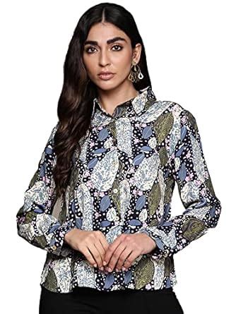 Buy Label RITU KUMAR Blue Botanic Print Shirt at Amazon.in