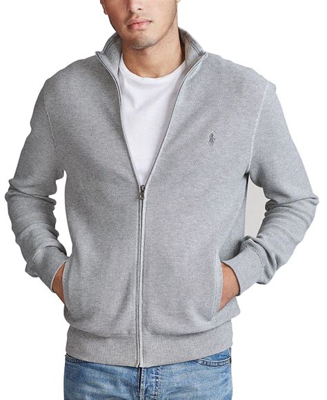 Polo Ralph Lauren Cotton Full-zip Sweater in Gray for Men - Lyst