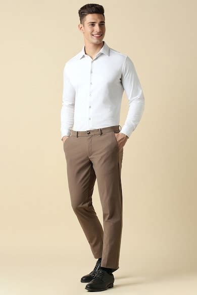 Buy Men Brown Contemporary Fit Solid Formal Trousers Online - 39641456 ...