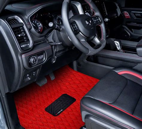 RAM 1500 Single Layer Diamond Front and Rear Floor Mats; Full Red (19 ...