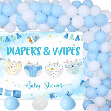 Amazon.com: Diapers and Wipes Theme Baby Shower Party Decorations Blue ...