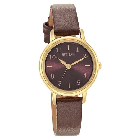 Buy Online Titan Karishma Brown Dial Leather Strap Watch for Women ...