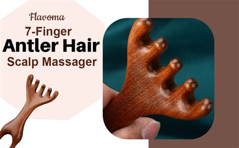 Flavoma Natural Wood 7-Finger Antler Hair and Scalp Massager | Wood ...