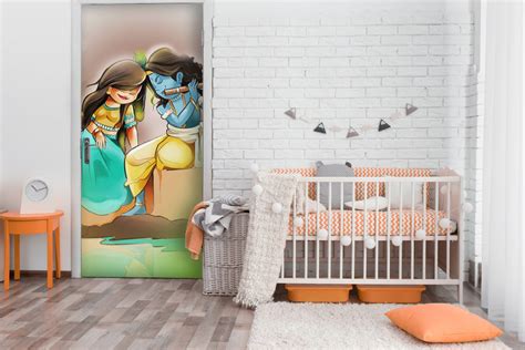 Beautiful Krishna And Radha Self Adhesive Sticker For Door – Myindianthings