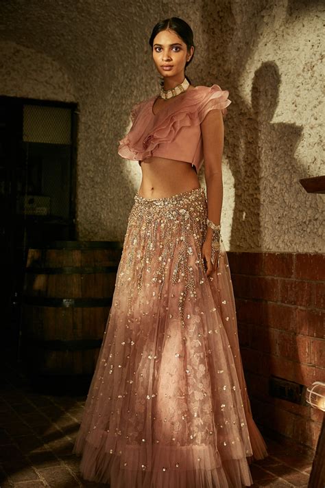 Blush Pink Ruffle Top and Lehenga Set – Sanya Gulati